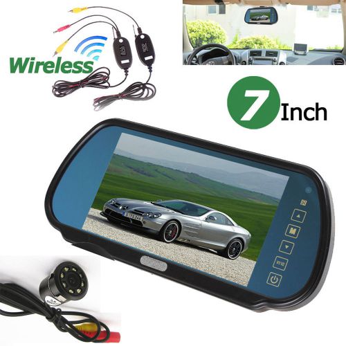 Wireless car rear view system+hd 7&#034; monitor mirror+ir leds reverse backup camera