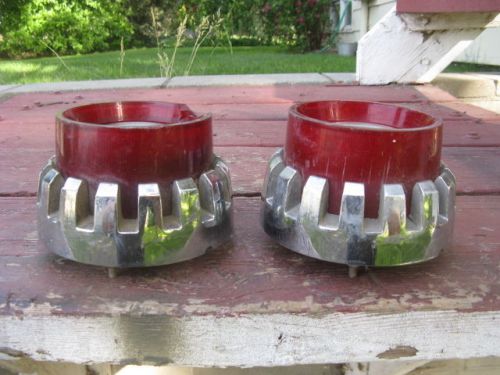 Pair of vg original 1963 chrysler newport taillight lens bezels, just need tlc