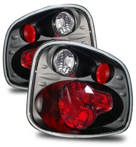 Fit 01-03 ford f150 flareside euro black tail lights brake lamps left+right