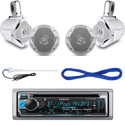 Kmrd365bt marine usb cd bluetooth radio, 6.5&#034; speaker marine set &amp; speaker wire