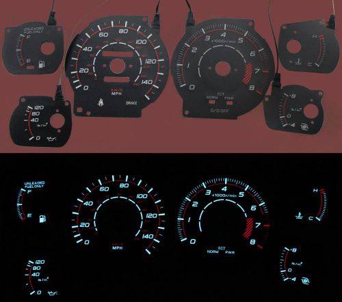 150mph glow gauge black reverse el cluster overlay faces for 86-89 toyota supra