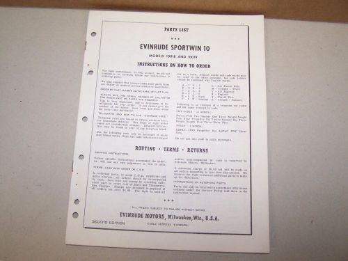 1959 evinrude outboard factory parts list sportwin 10 boat motor