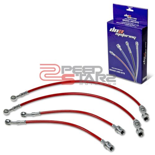 Corolla e90 sr5/gts ae red pvc stainless hose brake lines/cable front+rear disc