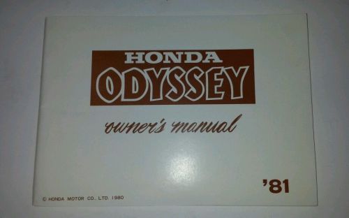 Honda owner&#039;s manual; 1981 odyssey