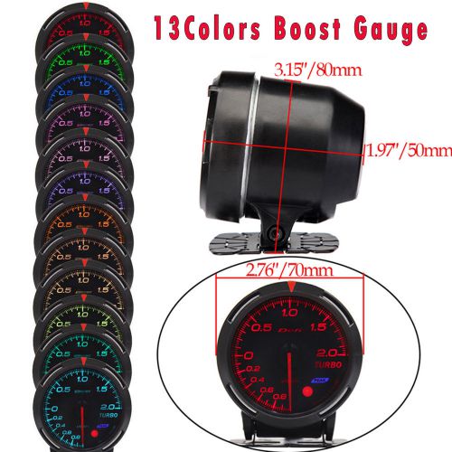 Universal 60mm car vehicle turbo 2 bar boost gauge meter 13 colors led light new