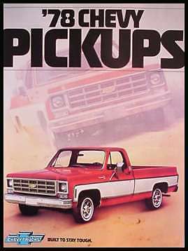 1978 chevy chevrolet pickup truck brochure mint orig!