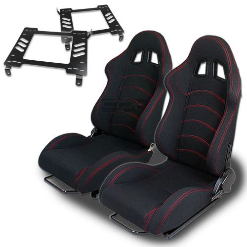 Type-1 racing seat black cloth+silder/rail+for 94-05 dodge neon sxbracket x2