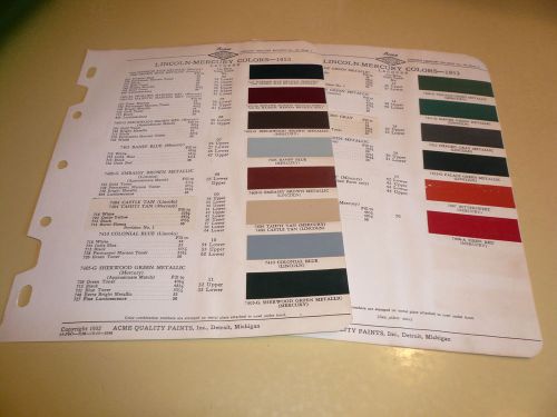 1953 lincoln-mercury acme color chip paint sample