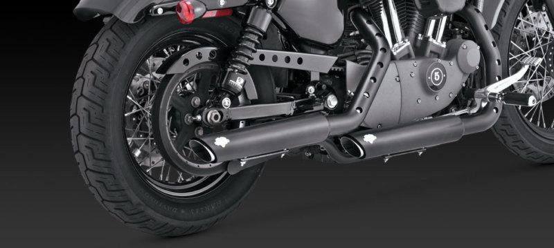 Vance & hines twin slash 3 round slip on muffler black harley xl sportster 04-13