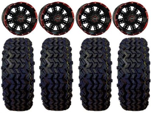 Madjax transformer blk/rd golf wheels 12&#034; 22x11-12 sahara tires ez-go &amp; club car