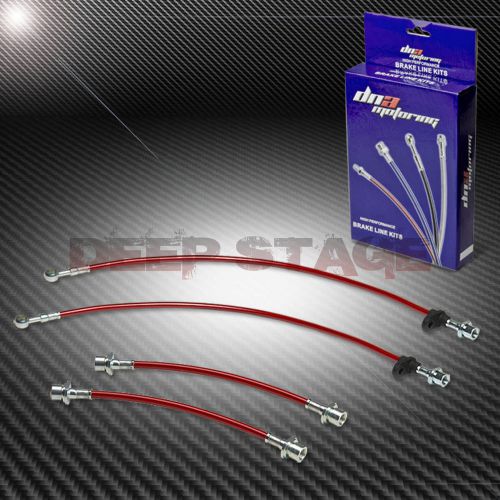 Stainless braided hose racing brake line 93-02 toyota corolla e100 ae101 red