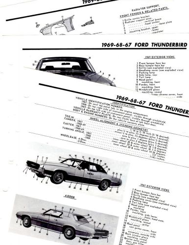 1967 1968 thunderbird motor&#039;s original body parts frame crash illustrations m2