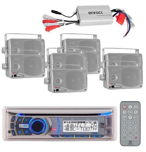 New 240watt dual amb600w marine in dash cd mp3 wb receiver 8 speakers /800w amp