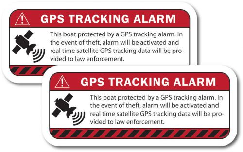 Warning gps tracking decal 2 pack anti-theft sticker for boat free shipping!