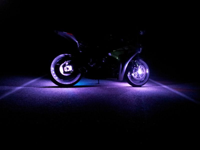 1 purple led motorcycle wheel light glow pod custom rim axle accent lite bike j