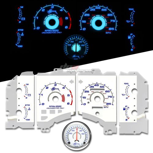 Reverse indiglo glow gauge dash face for 1990-1993 ford mustang lx 2.3l 85mph