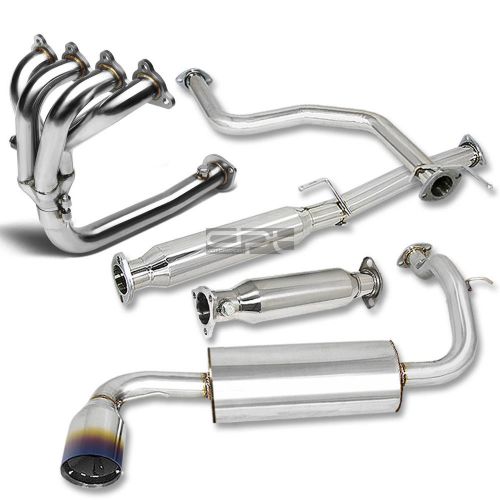 For civic ed 3rd 4.5&#034; burnt tip stainless steel catback+4-1 header+pipe exhaust