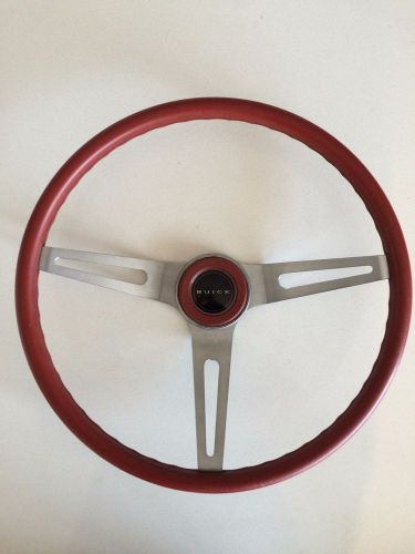 Buick skylark red 3 spoke comfort cushion grip steering wheel -- horn button hub