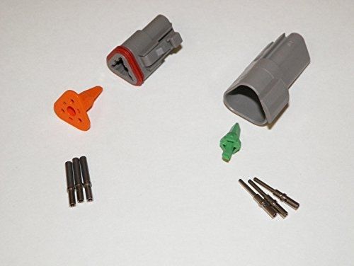 Deutsch dt series 3 pin connector kit w/barrel style terminals 16-20 awg