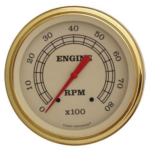 Classic instruments vt71glf tachometer 8,000 rpm - vintage - gold low