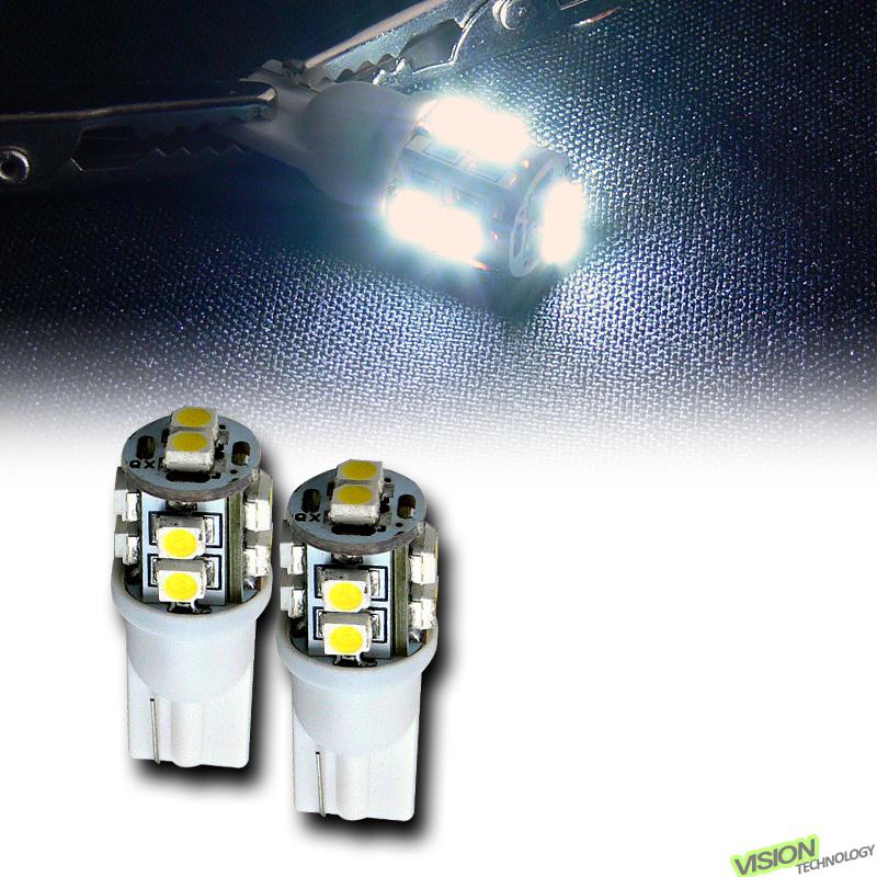 2pc white t10 wedge 10x smd led side marker/license plate light lamp bulb dc 12v