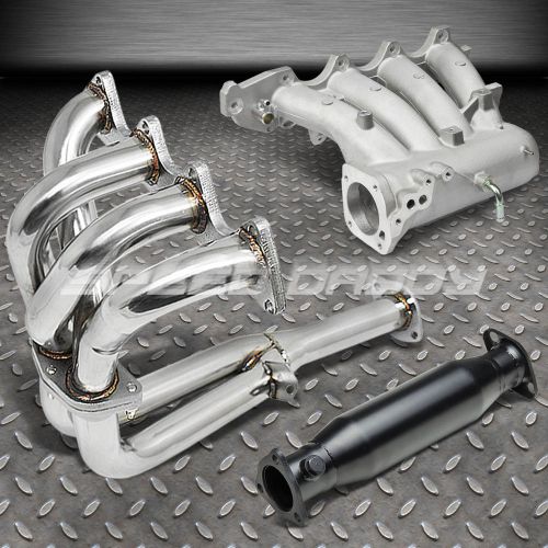 For 90-91 acura integra ls/gs/rs header+dohc intake manifold+black cat test pipe