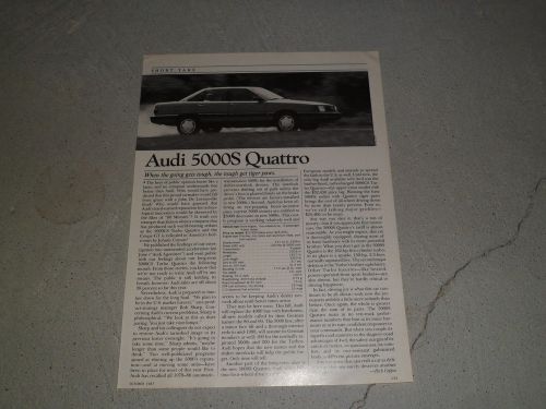 1987 audi 5000s quattro article / ad