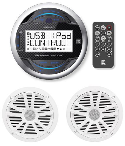 Dual mgh20 marine boat digital recevier w/ iphone/ipod control+2) boss speakers