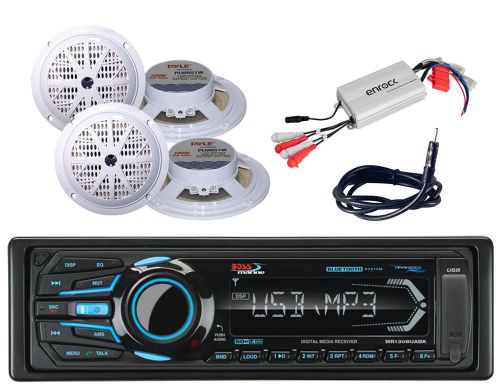 Boss boat sd am fm ipod usb aux bluetooth radio,5.25&#034; speakers,amplifier,antenna