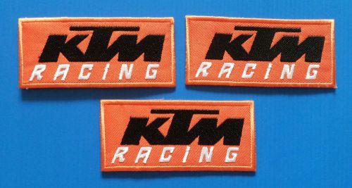 3 lot ktm motorcycle embrodered iron/sewn patches w/ free ship