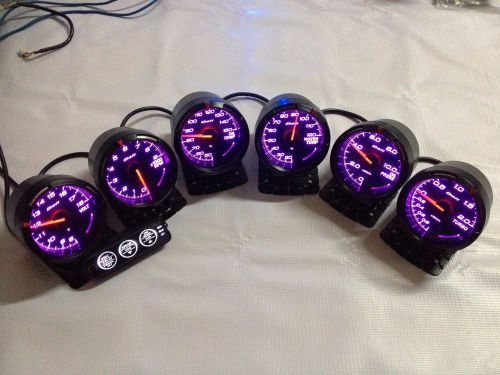 Boost gauges 6 pieces oil temp oil press tachometer turbo2.0 water term volt