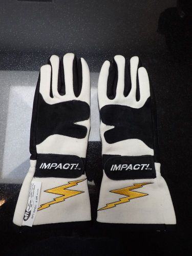 New impact g4 driving gloves medium white sfi 3.3/5 34000409