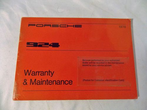 Porsche 924 1978 warranty and maintenance manual original factory issue