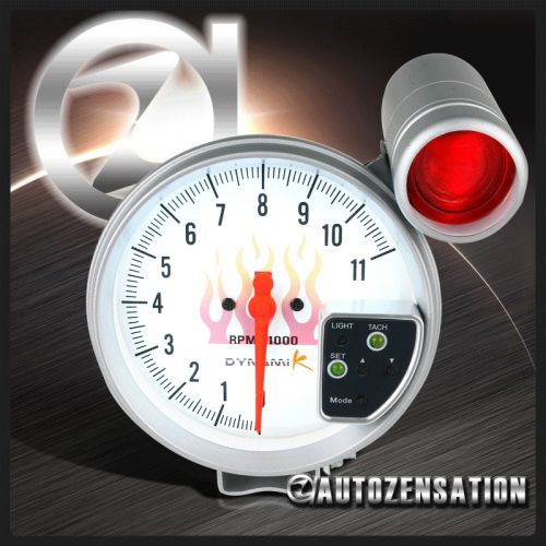 5&#034; 7 color silver aluminum white face led shift light gauge kit rpm 11k