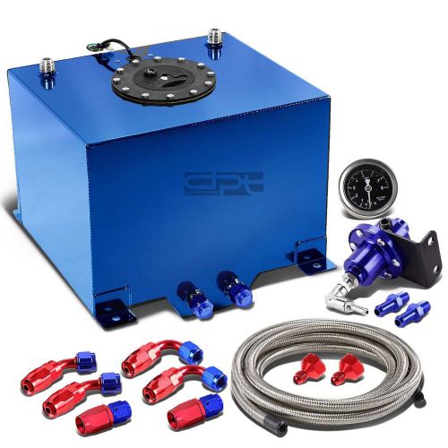 8 gallon aluminum fuel cell tank+cap+oil feed line+1:1 pressure regulator blue