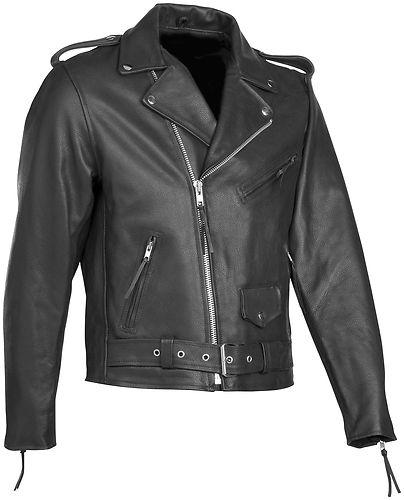 New river road mens basic leather motorcycle jacket, black, us-40