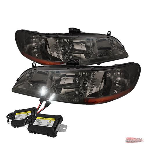 Slim ballast xenon 8k hid+smoked 98-02 honda accord headlights+corner lamp set