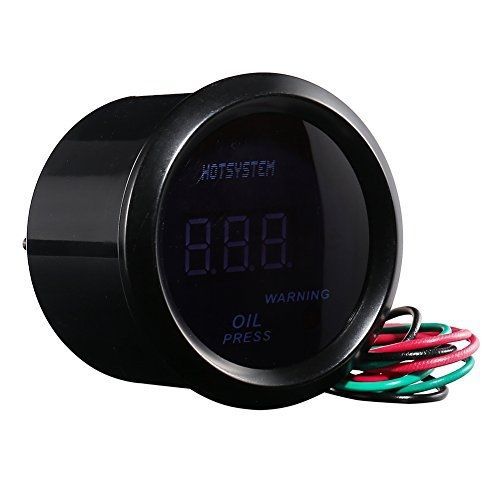 Hotsystem universal 2&#034; 52mm black oil pressure gauge digital blue led