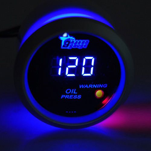 Universal 2&#034;/ 52 mm digital led electronic oil press pressure gauge meter white#