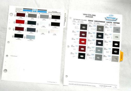 1992 jaguar ppg and dupont  color paint chip charts all models  original