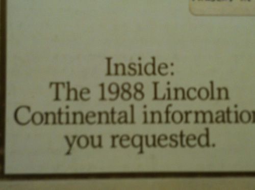 +++ 1988 lincoln continental brochure / pamphlet !!!    +++