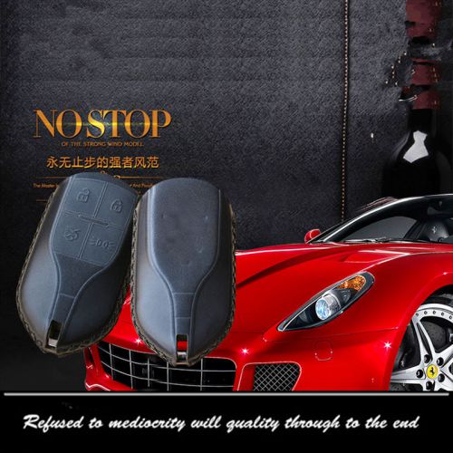 Car remote key fob case holder top leather cover chains fit for maserati remote