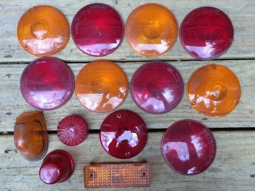 14 assorted vintage red &amp; amber light lenses covers