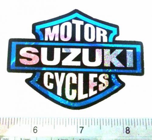 Suzuki motor cycles bike sticker reflect light decal black&amp;blue 2.25x3&#034;