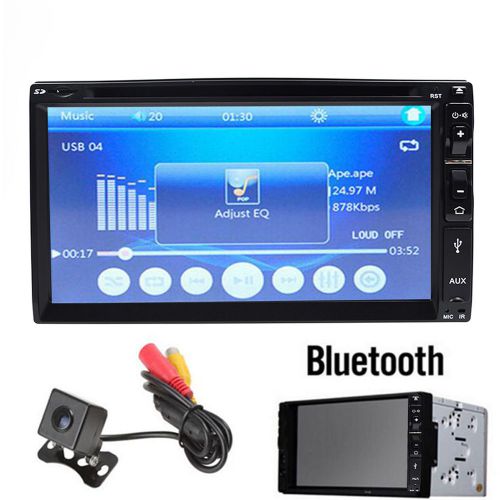 7&#034; hd double din touch screen bluetooth car stereo mp3 dvd radio player+camera