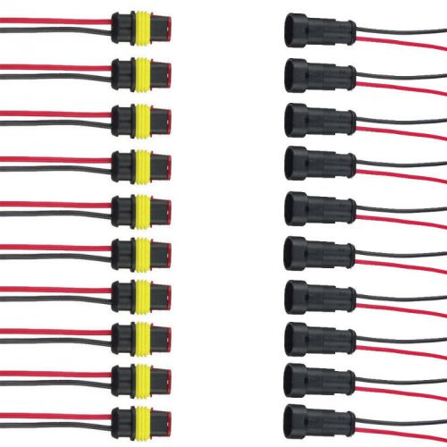 10 pcs 2 pin way car waterproof electrical connector plug with wire awg