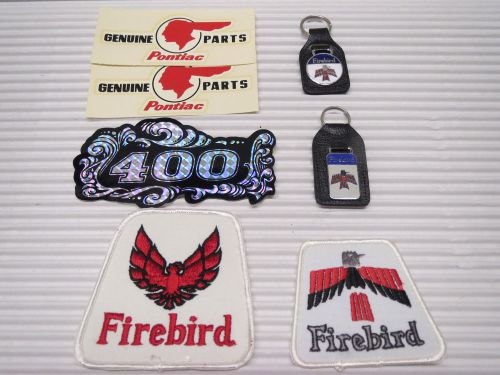 Pontiac trans am &amp; firebird, (2) keychains, (2) patches, (3) decals -  all mint