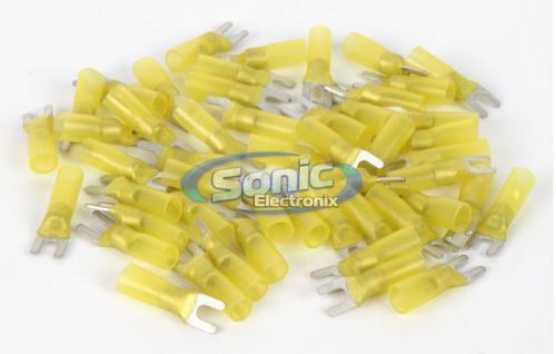 Xscorpion hsst8y 50-pack 12/10 gauge heat-shrinkable spade terminals