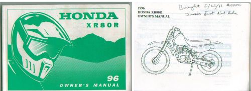 1996 honda xr80r original owners manual near mint