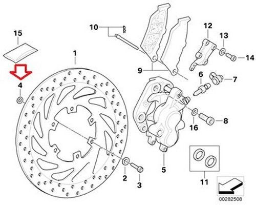 Bmw genuine motorcycle front wheel brake anti-squeak rotor g650 xchallenge g650